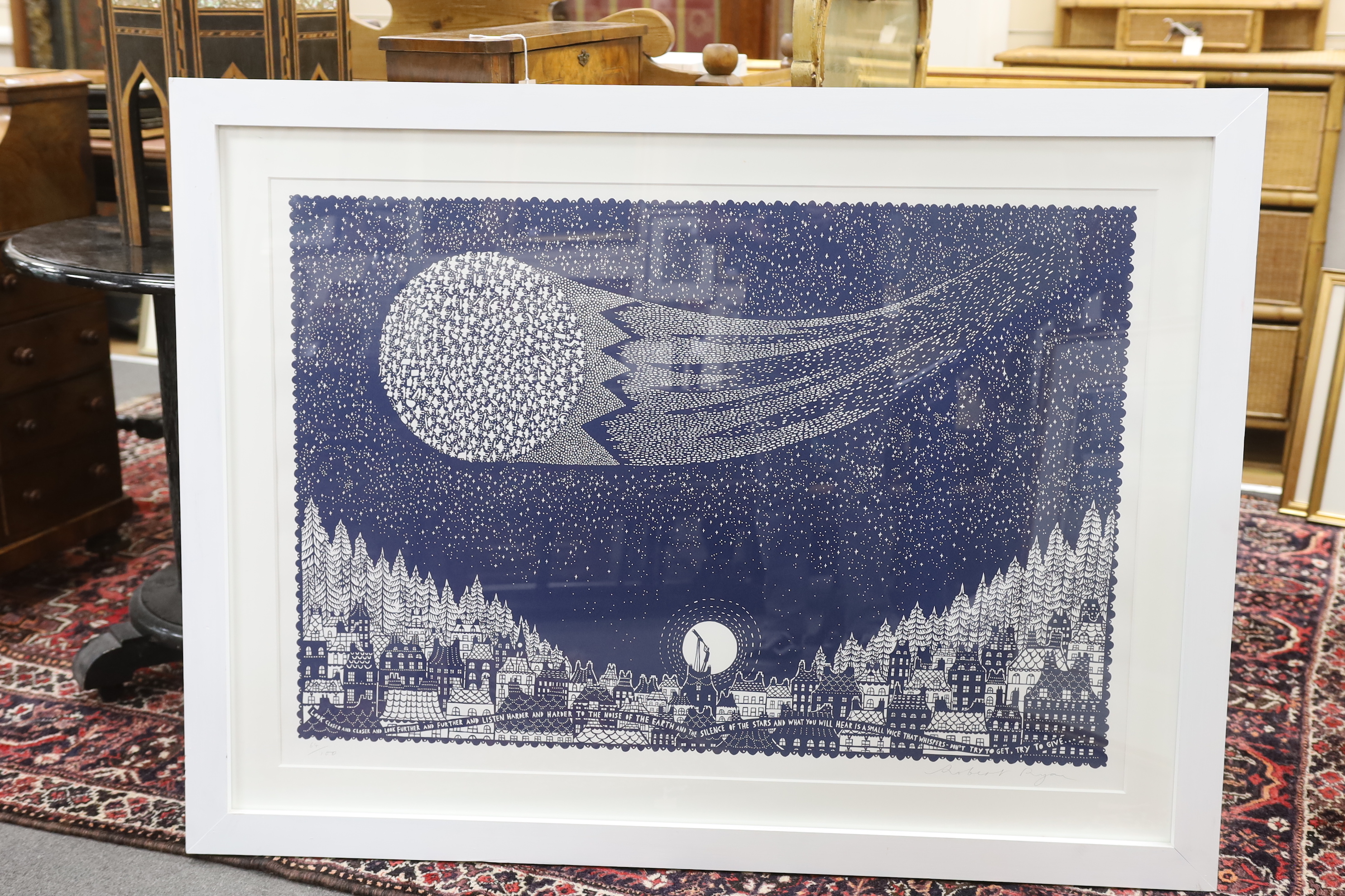 Rob Ryan (b.1962), colour screenprint, 'Look Closer', signed in pencil, limited edition 64/100, 74 x 108cm